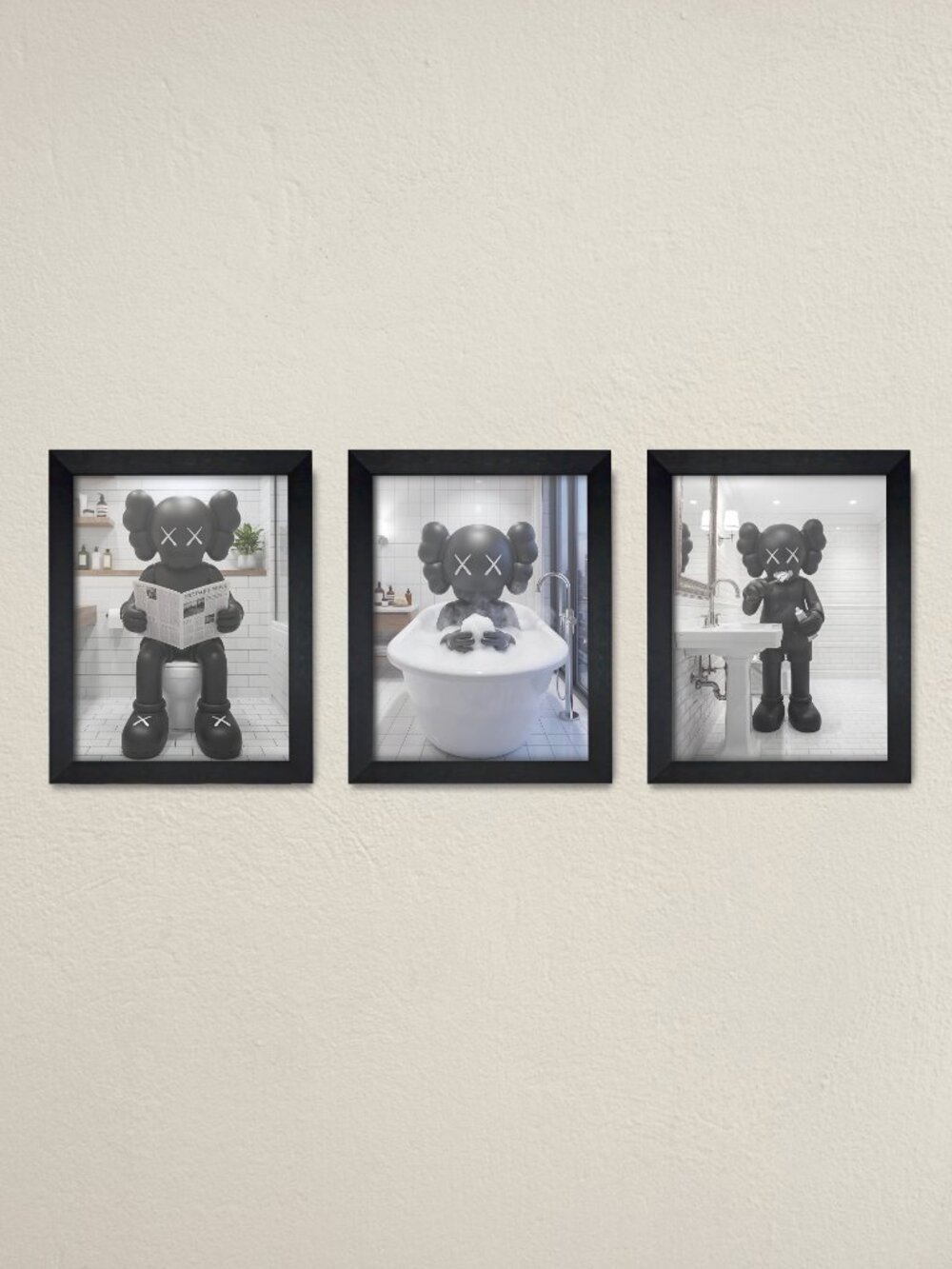 KAWS Framed Bathroom Wall Art